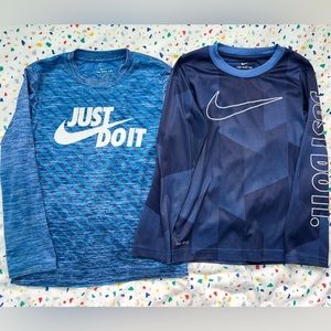 Two Nike dri-fit long sleeve tops boys size small 6-7